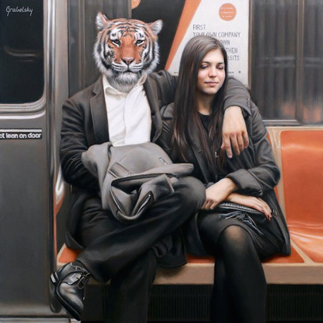 地铁上的情侣